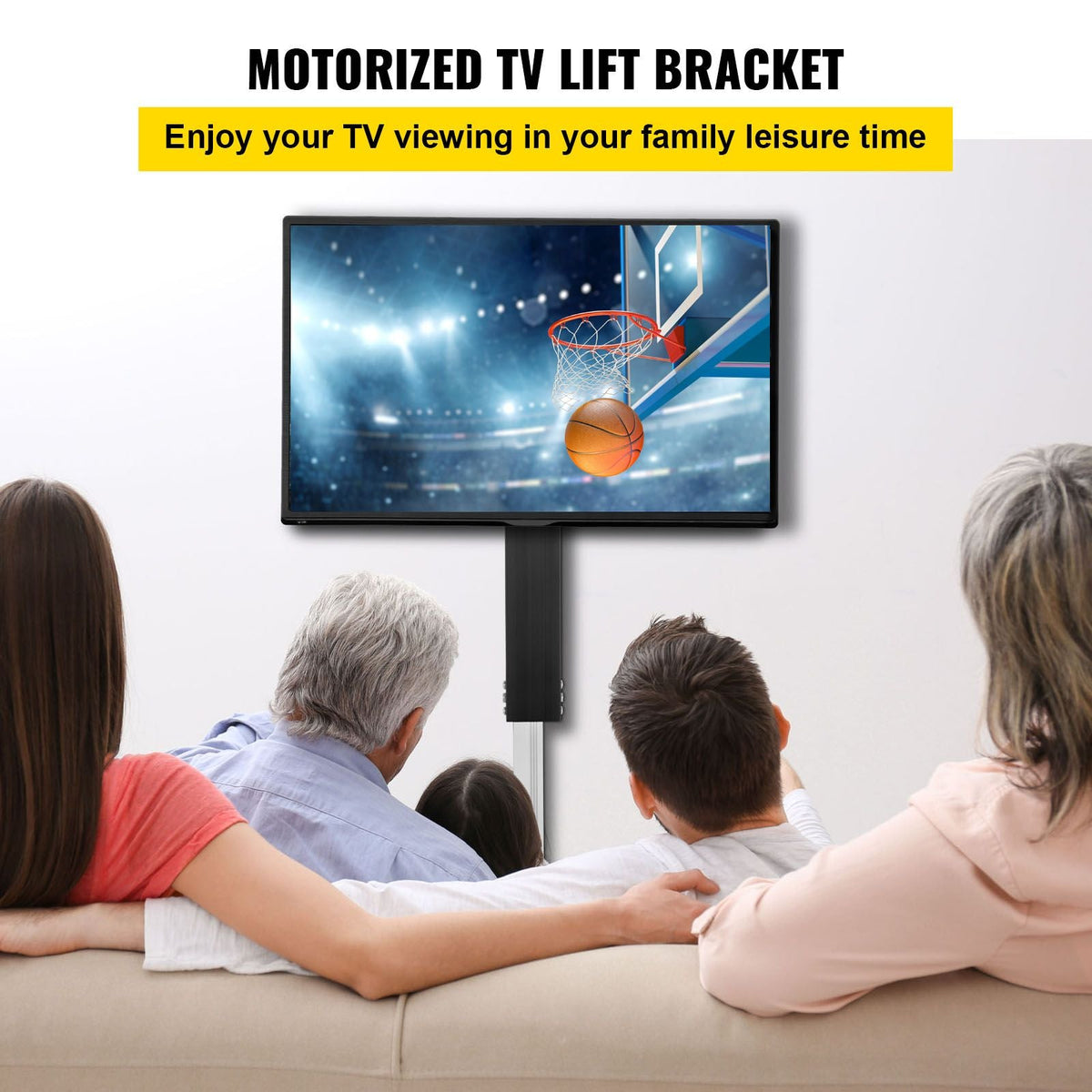 Automated TV Elevator for Up to 50" Screens, 28" Stroke with Adjustable Height from 38" to 65", Remote Controlled, Supports up to 132 lbs