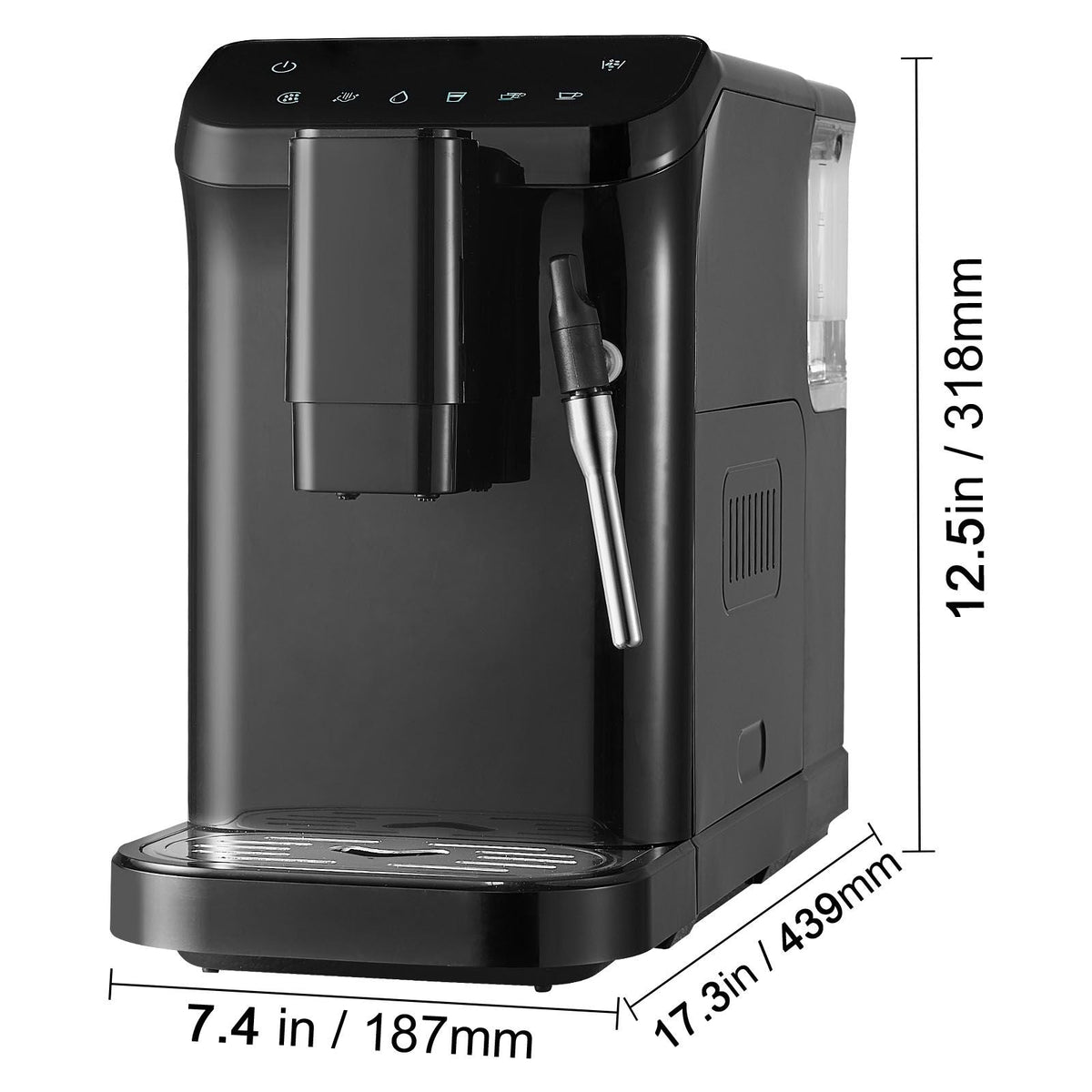 Automatic Espresso Machine, 20 Bar Auto Coffee Machine with Frother Steam Wand, Built-In Grinder and 15-Level Grinding Settings, Professional Espresso Coffee Maker with 1.5L Water Tank