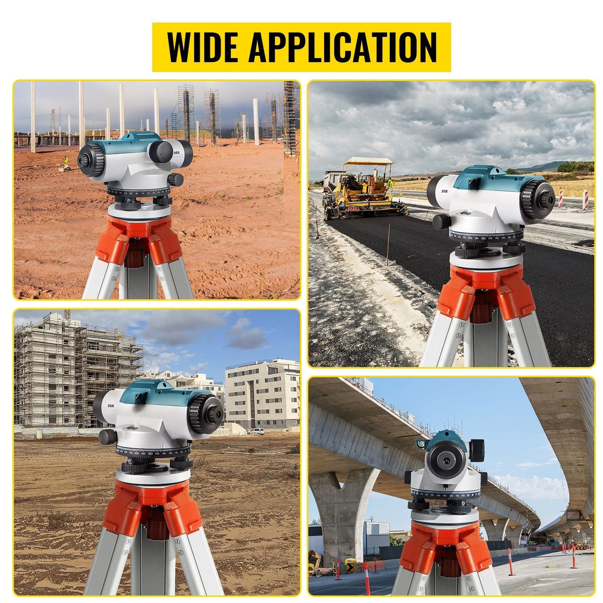Automatic Optical Level 26X Optical Auto Level Kit High Precision Height/Distance/Angle Level Measure Builders Level with Magnetic Dampened Compensator and Transport Lock, IP54 Waterproof