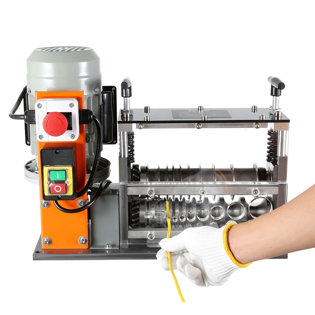 Automatic Wire Stripping Machine, 0.06''-1.57'' Electric Motorized Cable Stripper, 750 W, 98 ft/min Wire Peeler with Visible Stripping Depth Reference, 10 Channels for Scrap Copper Recycling
