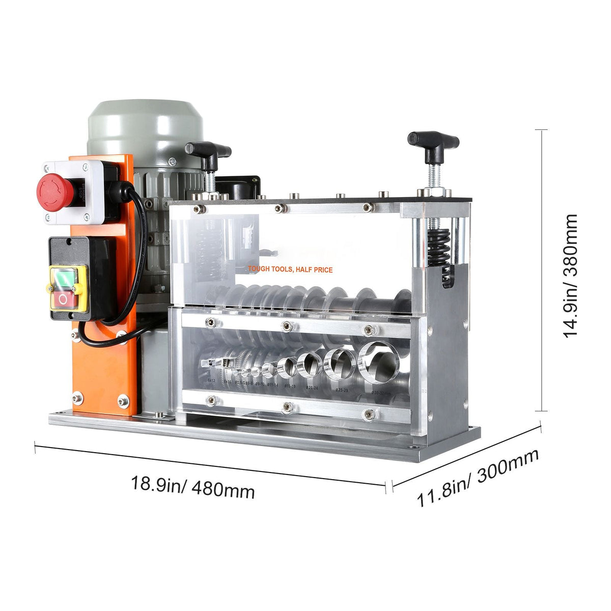 Automatic Wire Stripping Machine, 0.06''-1.57'' Electric Motorized Cable Stripper, 750 W, 98 ft/min Wire Peeler with Visible Stripping Depth Reference, 10 Channels for Scrap Copper Recycling