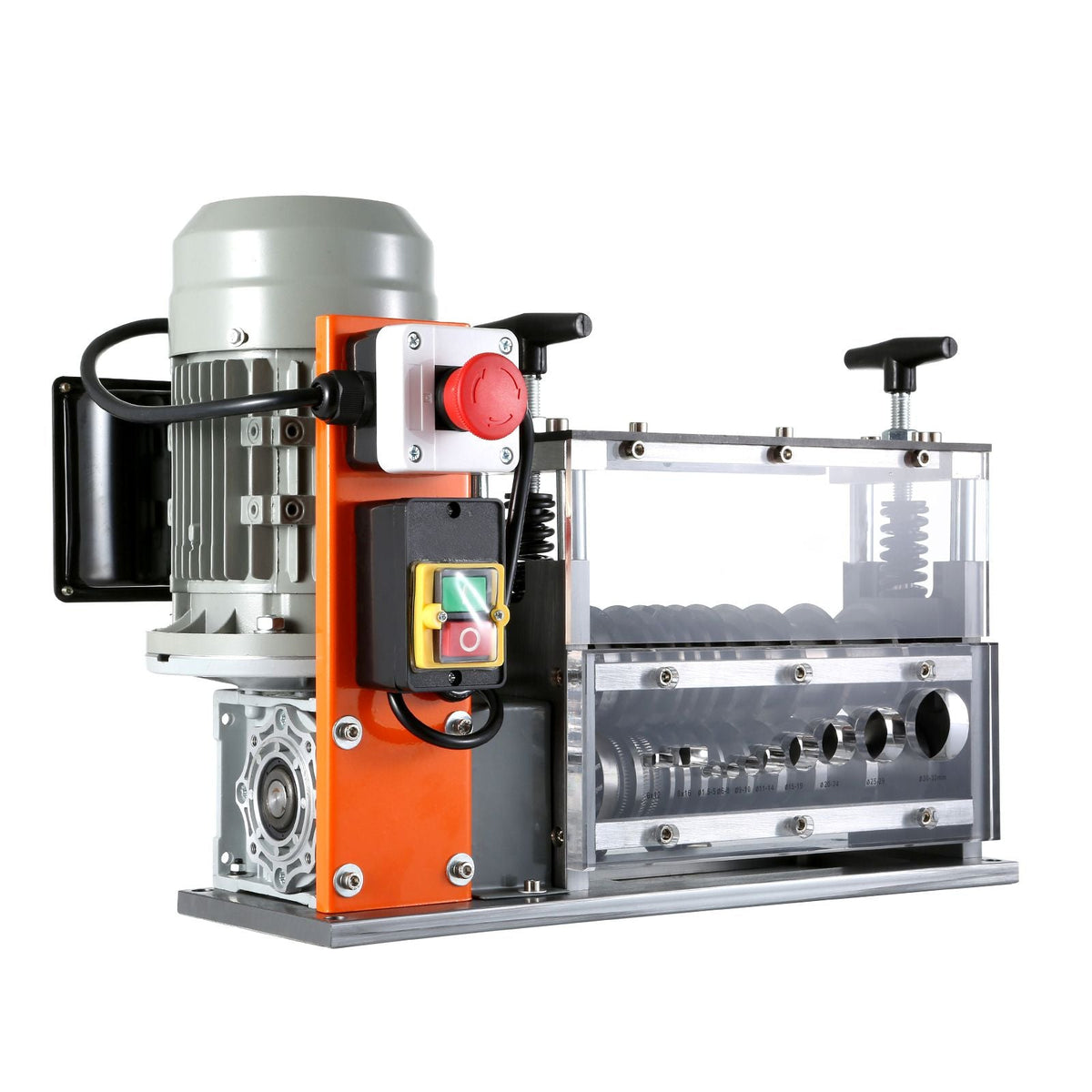 Automatic Wire Stripping Machine, 0.06''-1.57'' Electric Motorized Cable Stripper, 750 W, 98 ft/min Wire Peeler with Visible Stripping Depth Reference, 10 Channels for Scrap Copper Recycling