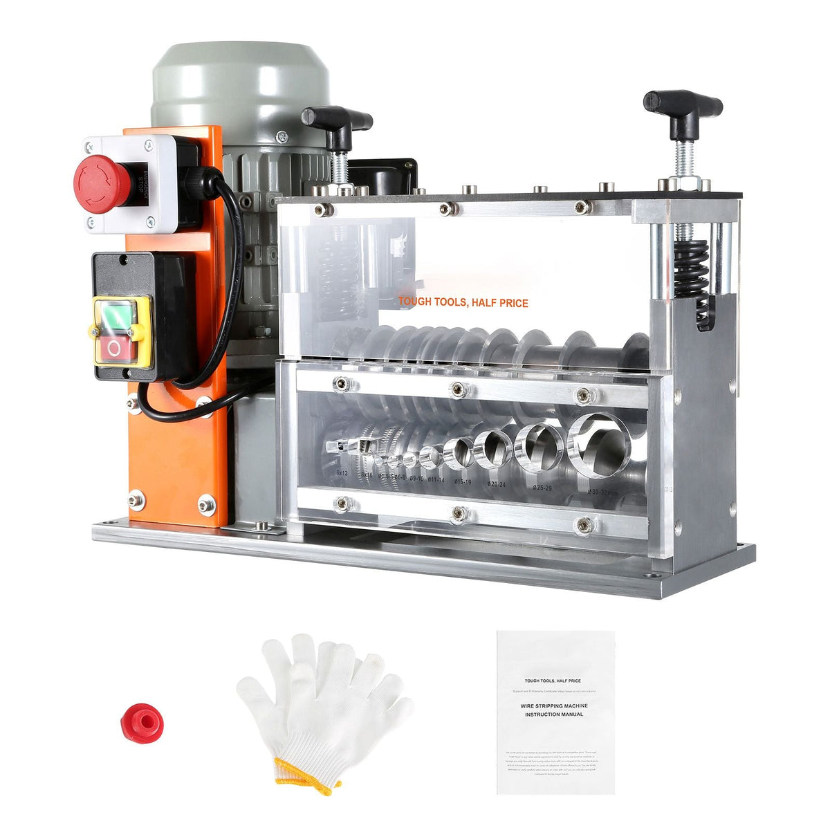 Automatic Wire Stripping Machine, 0.06''-1.57'' Electric Motorized Cable Stripper, 750 W, 98 ft/min Wire Peeler with Visible Stripping Depth Reference, 10 Channels for Scrap Copper Recycling
