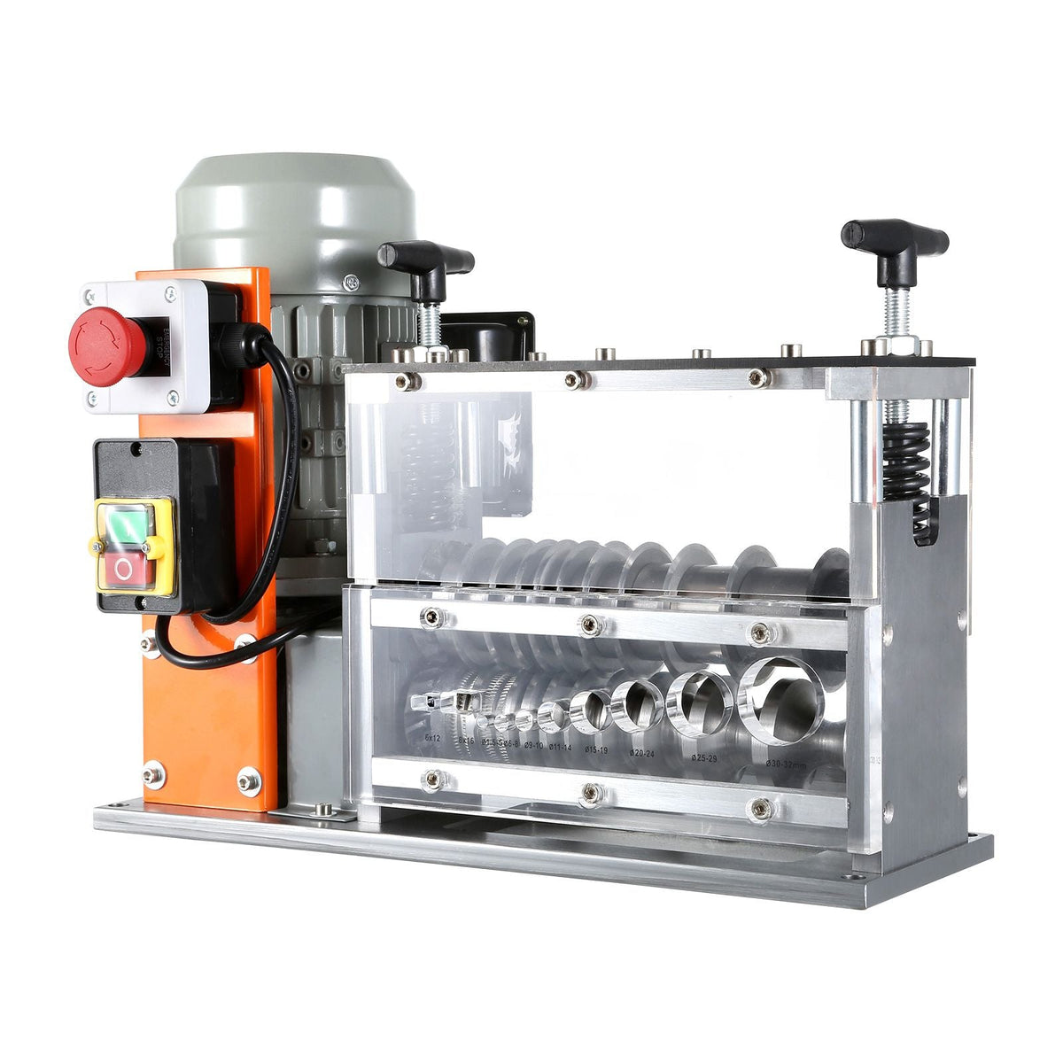 Automatic Wire Stripping Machine, 0.06''-1.57'' Electric Motorized Cable Stripper, 750 W, 98 ft/min Wire Peeler with Visible Stripping Depth Reference, 10 Channels for Scrap Copper Recycling