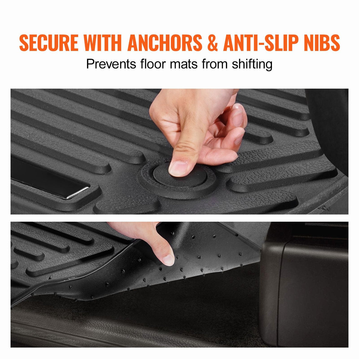 Automotive Floor Mats, Fits for Chevrolet Silverado/GMC Sierra 1500, 2500/3500 HD 2019-2024/2020-2024, 3 pcs Front and 2nd Row Liners, All Weather Custom Fit TPE Vehicle Floor Mats, Black