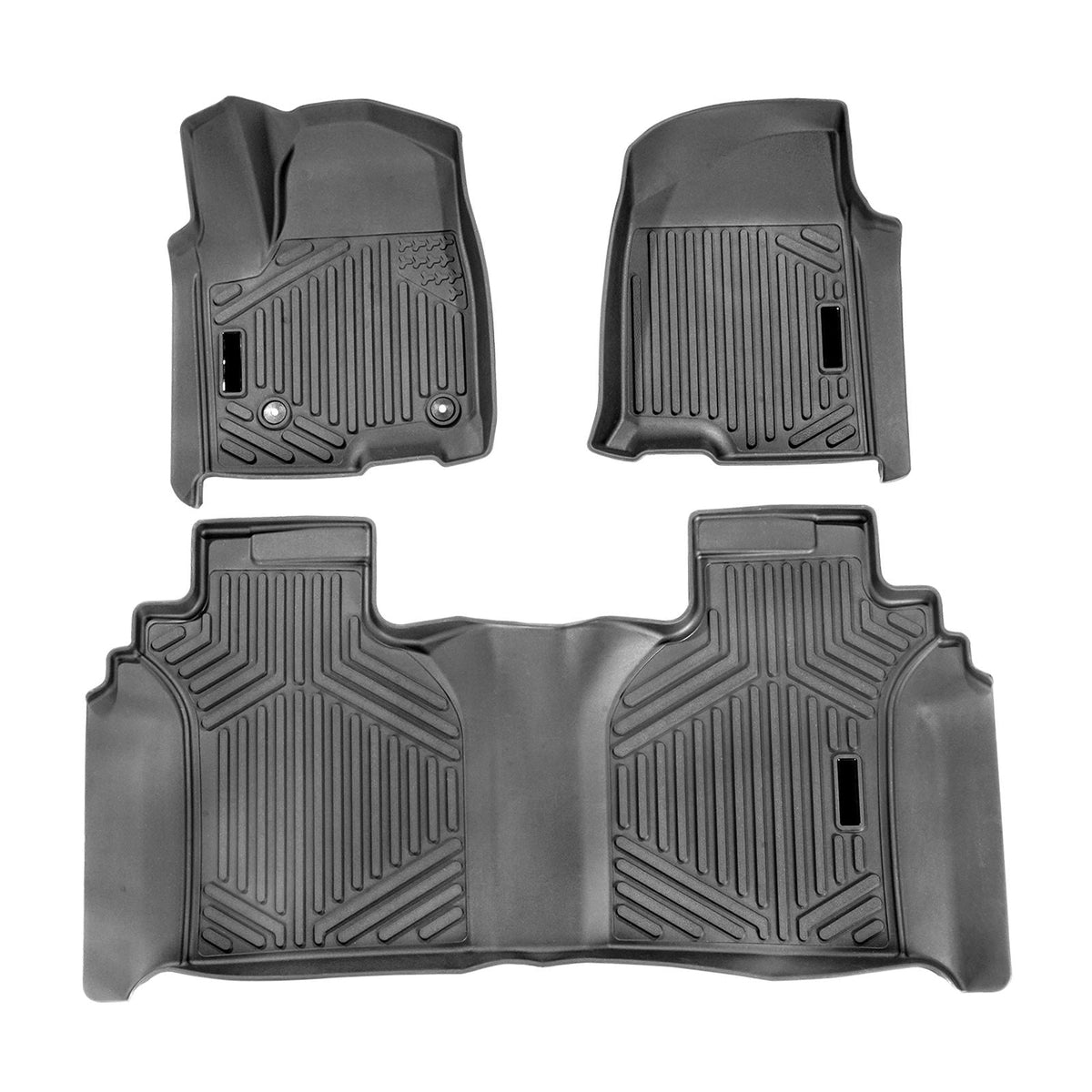 Automotive Floor Mats, Fits for Chevrolet Silverado/GMC Sierra 1500, 2500/3500 HD 2019-2024/2020-2024, 3 pcs Front and 2nd Row Liners, All Weather Custom Fit TPE Vehicle Floor Mats, Black
