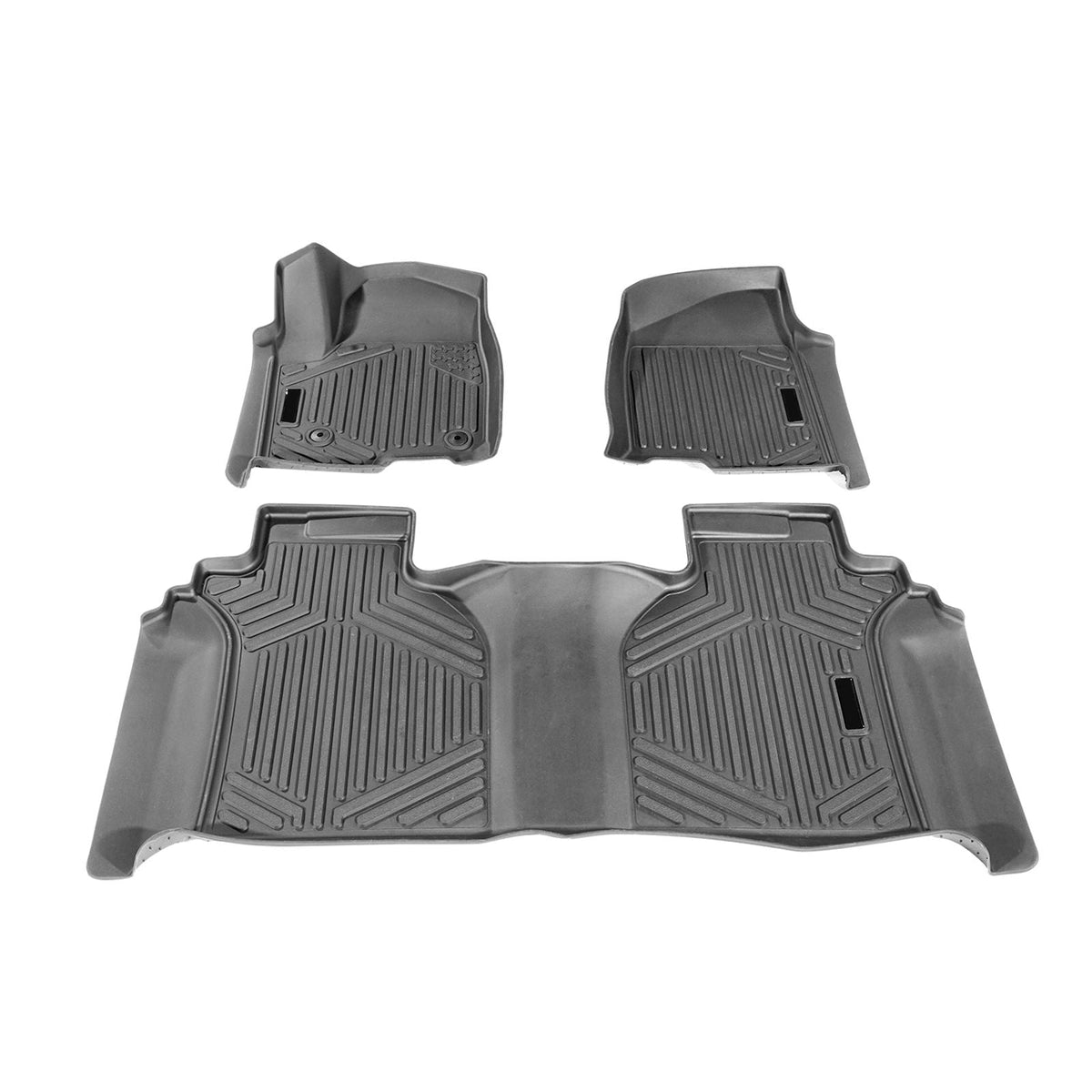 Automotive Floor Mats, Fits for Chevrolet Silverado/GMC Sierra 1500, 2500/3500 HD 2019-2024/2020-2024, 3 pcs Front and 2nd Row Liners, All Weather Custom Fit TPE Vehicle Floor Mats, Black