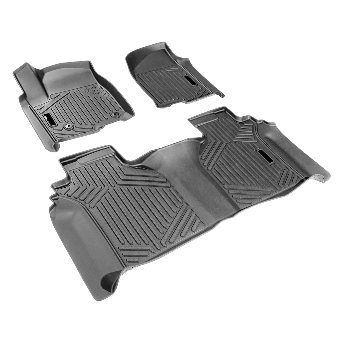 Automotive Floor Mats, Fits for Chevrolet Silverado/GMC Sierra 1500, 2500/3500 HD 2019-2024/2020-2024, 3 pcs Front and 2nd Row Liners, All Weather Custom Fit TPE Vehicle Floor Mats, Black