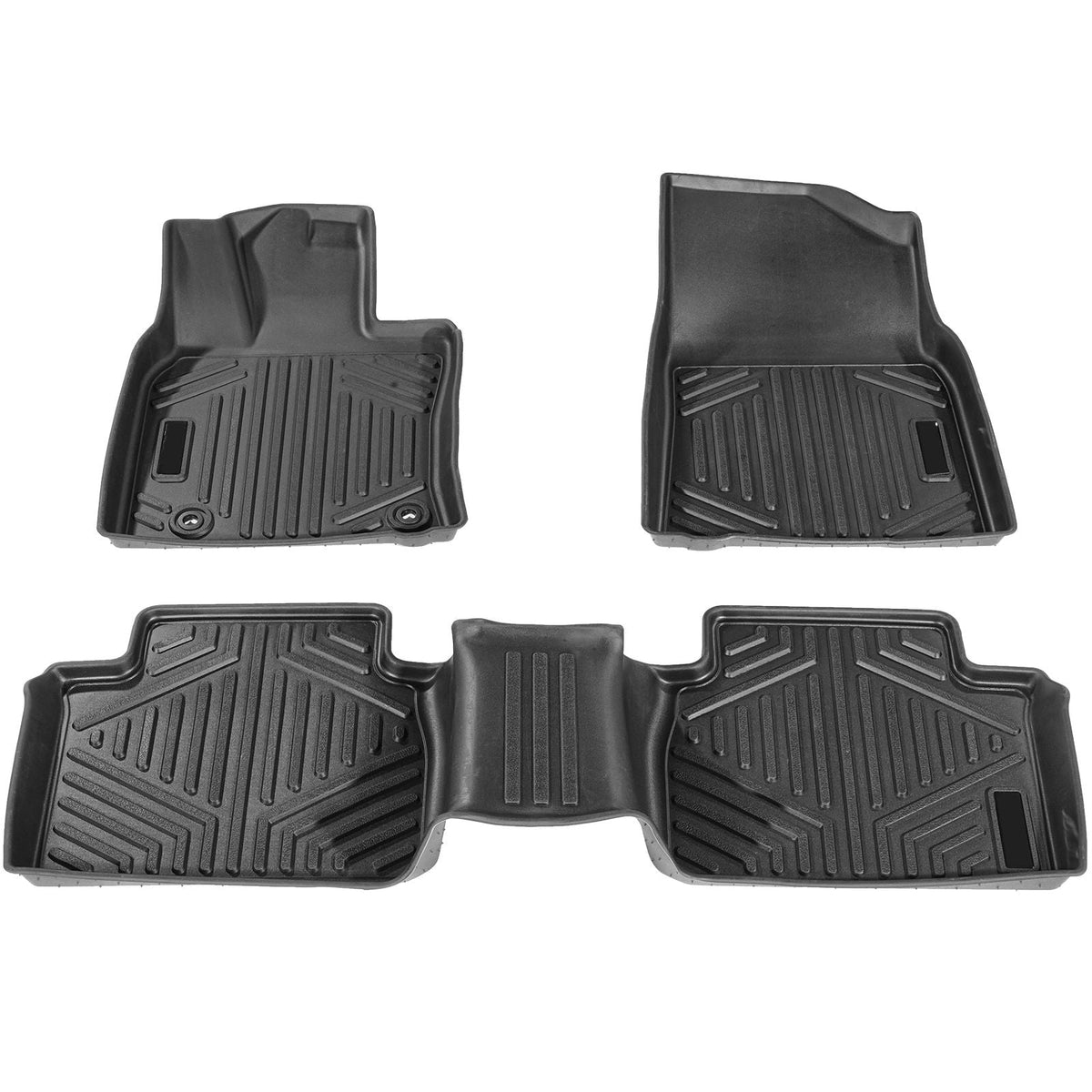 Automotive Floor Mats, Fits for Toyota Camry 2018-2024, 3 pcs Front and 2nd Row Liners, All Weather Custom Fit TPE Vehicle Floor Mats, Easy to Clean and Secure Floor Liners for SUV, Black