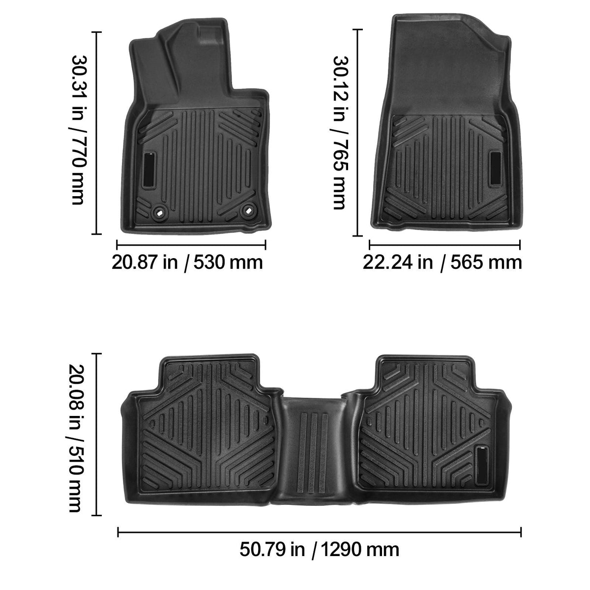 Automotive Floor Mats, Fits for Toyota Camry 2018-2024, 3 pcs Front and 2nd Row Liners, All Weather Custom Fit TPE Vehicle Floor Mats, Easy to Clean and Secure Floor Liners for SUV, Black