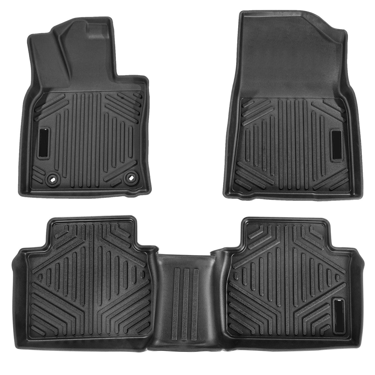 Automotive Floor Mats, Fits for Toyota Camry 2018-2024, 3 pcs Front and 2nd Row Liners, All Weather Custom Fit TPE Vehicle Floor Mats, Easy to Clean and Secure Floor Liners for SUV, Black