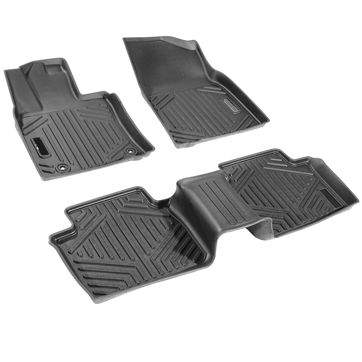 Automotive Floor Mats, Fits for Toyota Camry 2018-2024, 3 pcs Front and 2nd Row Liners, All Weather Custom Fit TPE Vehicle Floor Mats, Easy to Clean and Secure Floor Liners for SUV, Black