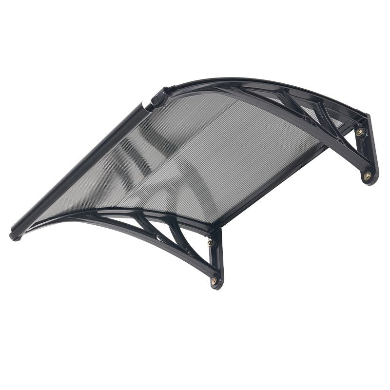 Awnings for Door Entrance, 24 x 24 in, Exterior Front Door Window Awnings with Drainage & ABS Bracket, Rain Snow Sun Protection, Overhang Polycarbonate Door Canopy for Porch Patio, Smoky Gray