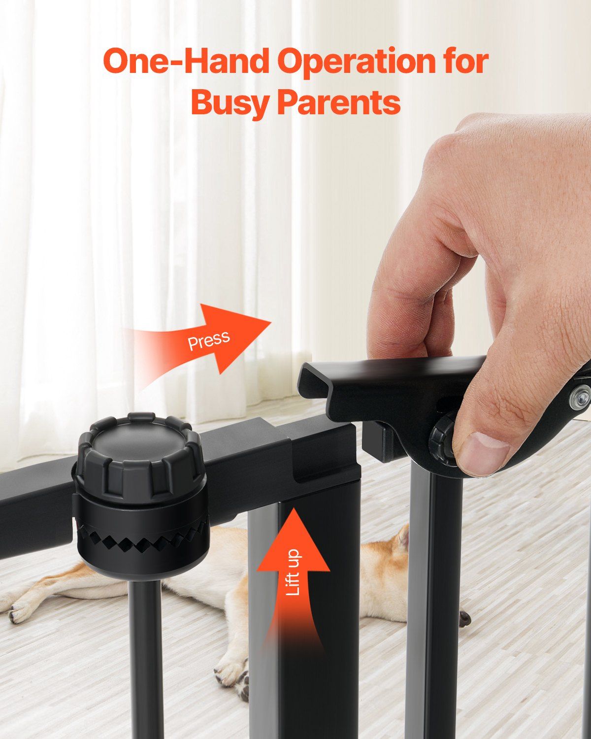 Baby Gate 192 Inch Extra Wide 28 Inch High 8-Panel Foldable Dog Gate Black