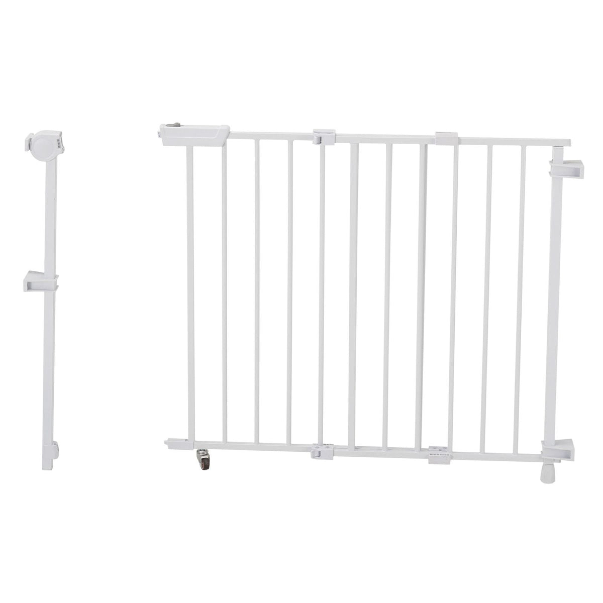 Baby Gate, 29.5-43 Inches Adjustable Width, 28 Inches High Dog Gate, No Threshold Bar, Easy Step Walk Thru, for Child Pet Security, with Screws, One-Hand Open, for Stairs and Doorways, White