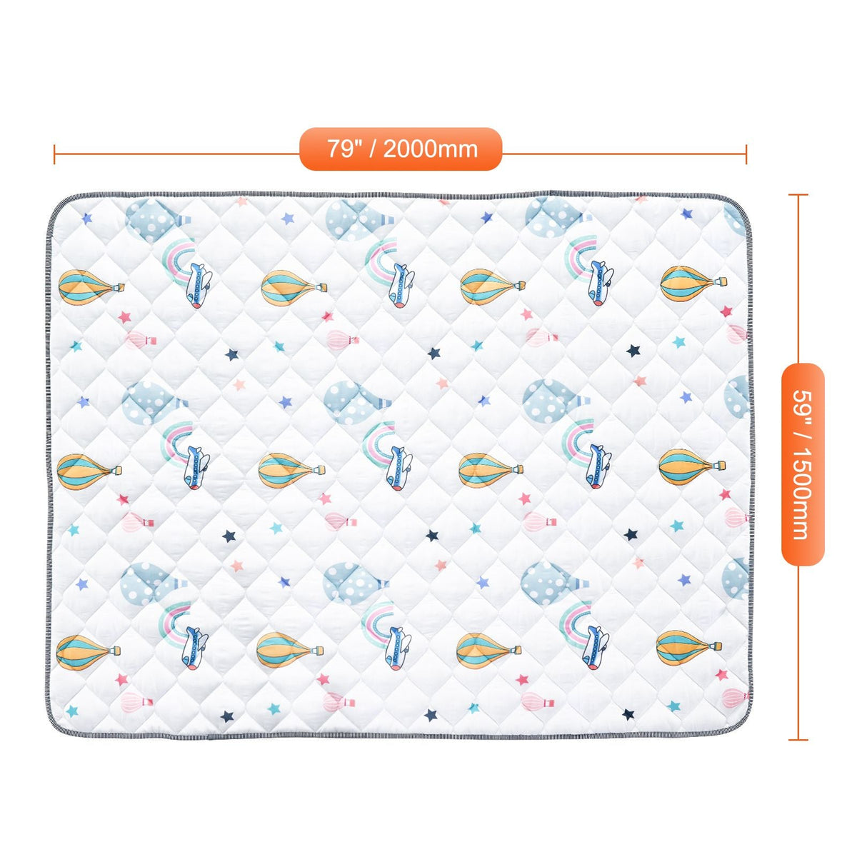 Baby Play Mat, 59"x79" Baby Crawling Mat, Non-Slip One-Piece Soft Baby Playmat, Foldable Floor Mat, Waterproof Activity Playmats for Babies,Toddlers, Infants, Machine Washable, Play & Tummy Time