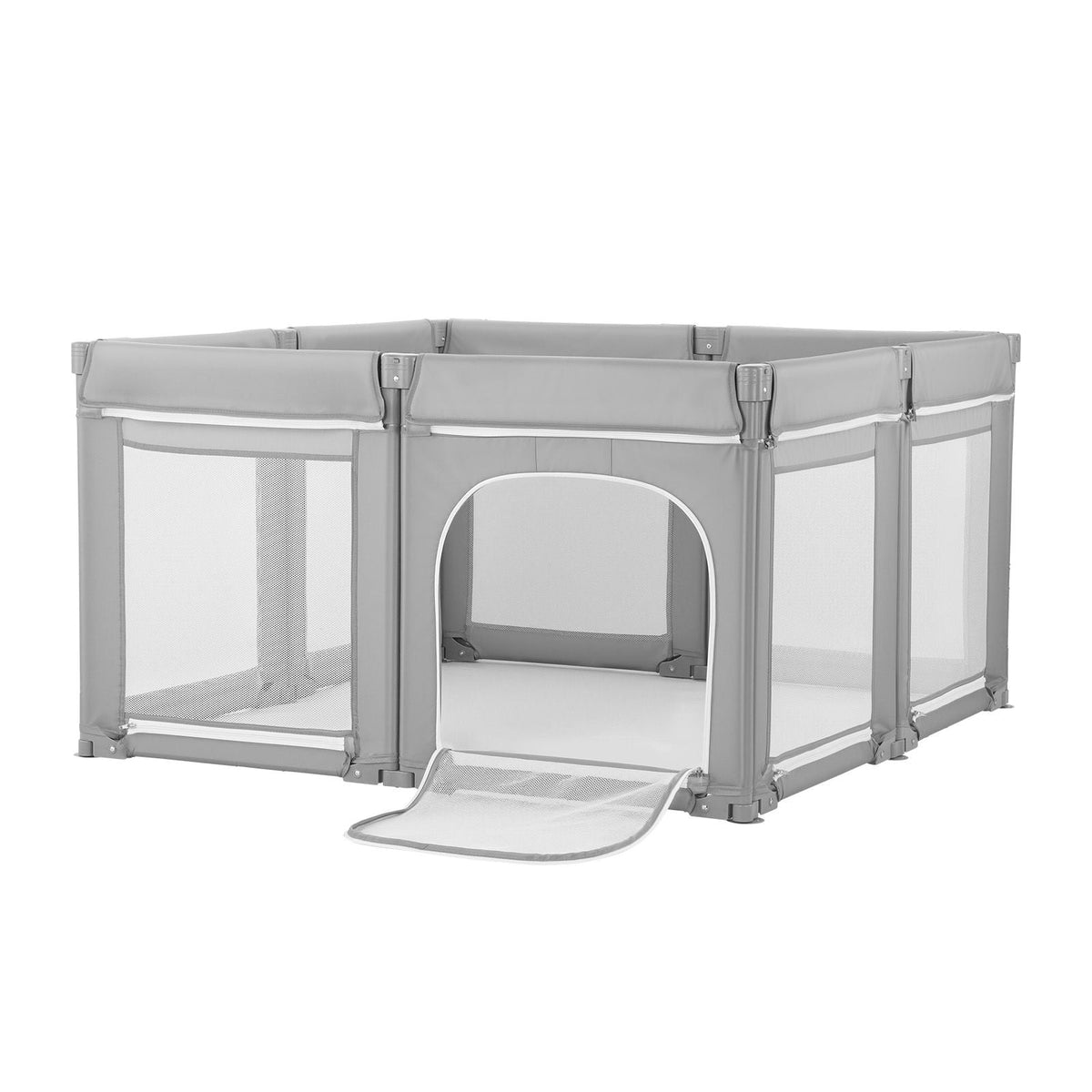 Baby Playpen, 47.2″ x 47.2″ Foldable Toddlers Playpen, Indoor/Outdoor Baby Fence Play Yard with Zippered Door & Soft Breathable Mesh, No-Gap Toddlers Activity Center for 6 -24 Months Babies