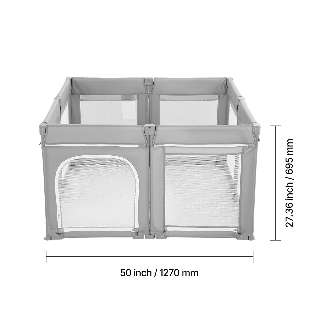 Baby Playpen, 47.2″ x 47.2″ Foldable Toddlers Playpen, Indoor/Outdoor Baby Fence Play Yard with Zippered Door & Soft Breathable Mesh, No-Gap Toddlers Activity Center for 6 -24 Months Babies