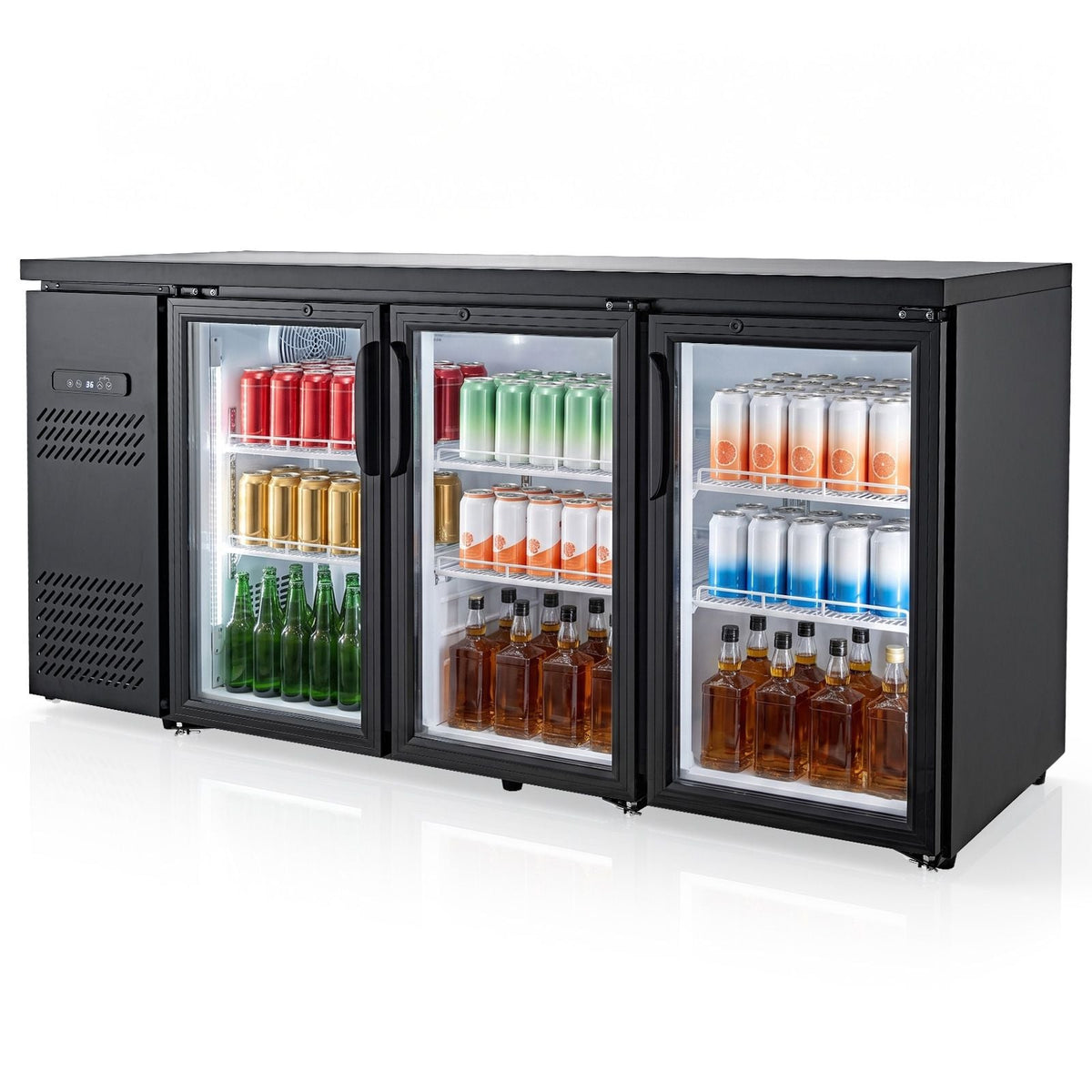 Back Bar Cooler, 19.6 Cu. Ft Counter Height Beverage Refrigerator, Commercial Bar Display Fridge w/ 3 Glass Doors, LED Lighting, Fan Cooling Beer Wine Cooler for Pub, Merchandiser, Store