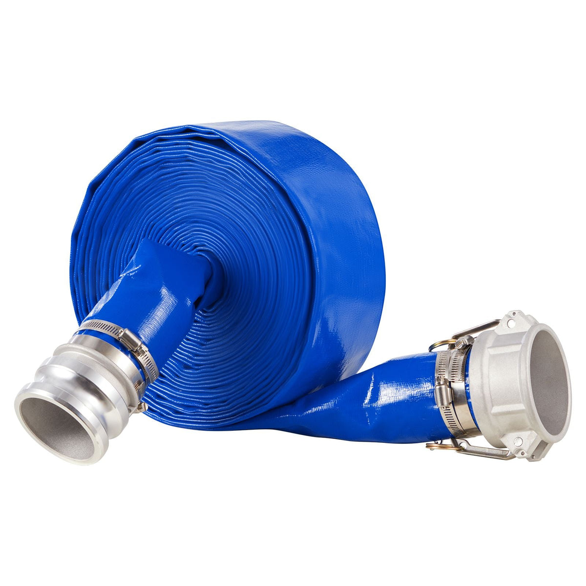 Backwash Hose, 3 in x 50 ft, Blue High Quality PVC Hose, with Clamps, Camlock, Aluminum Fittings, Fit Various Pumps, for Sewage Treatment, Water Transportation and More Agricultural Purposes