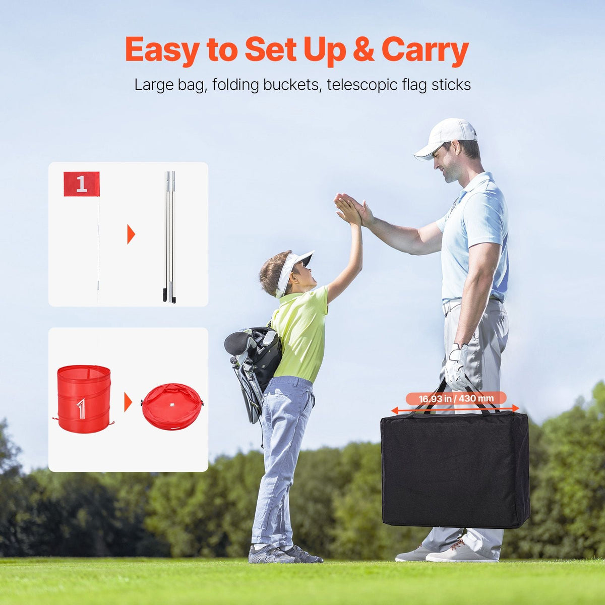 Backyard Golf Game, 3 Hole Golf Course, Golf Game Practice Games, Golf Chipping Game for Family, Adults and Kids, Portable Outdoor Yard Golf Game for Lawn, Yard, Camping, Park, Beach