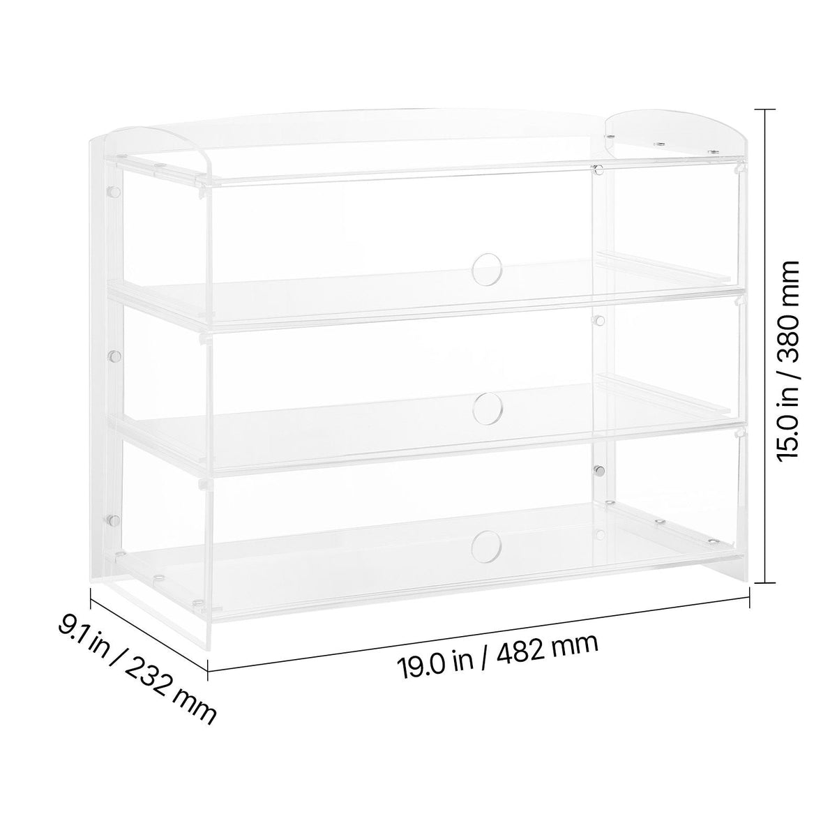 Bakery Display Case, 3-Tier Commercial Countertop Pastry Display Case, Clear Acrylic Bread Box for Kitchen, Party Cake Cabinet with Flip-Up Door for Cookie Dessert Donut Bagel, 19" x 9.1" x 15"