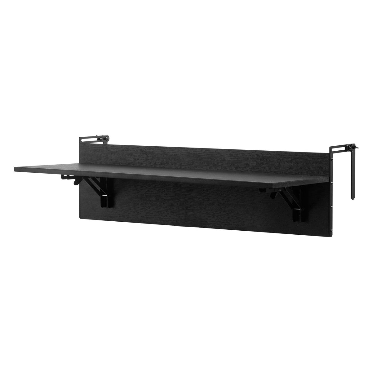 Balcony Hanging Table, 12 x 32 in Folding Balcony Railing Table, Outdoor Balcony Bar Table for Railings, 50 lbs Loading, Fit Railing from 1" to 4.3", Serving Table for Patio & Deck