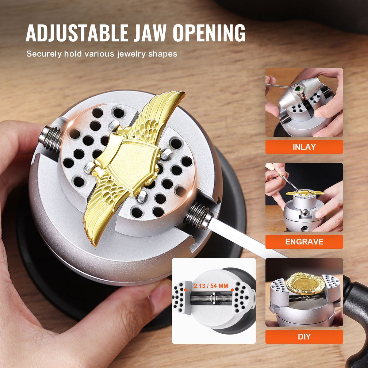 Ball Vise, 3" Engraving Setting Tool, 360° Rotation Engraving Block Vise, 70 PCS Attachment Jewelry Engraving Block Tools Standard Block for Gemstone Inlay and Small-Scale Engraving