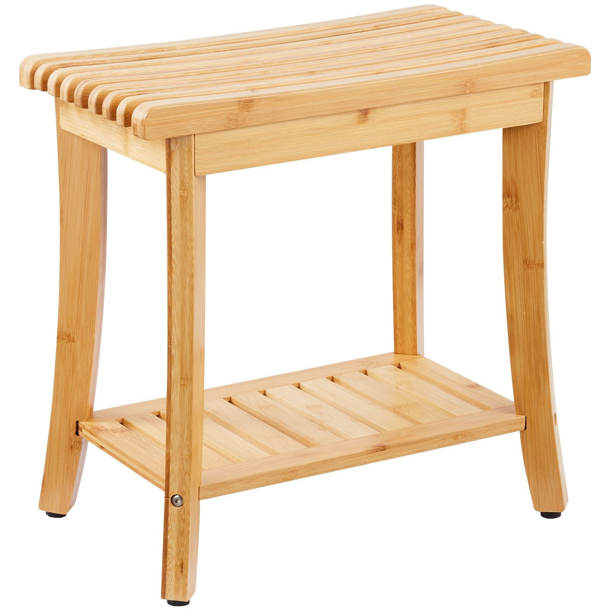 Bamboo Shower Bench, 19.1 x 11.3 x 18.3 in, Waterproof Shower Stool Chair with Storage Shelf, 330lbs Load Capacity Spa Bath Seat Organizer, for Adults Seniors Women Elderly Indoor Outdoor