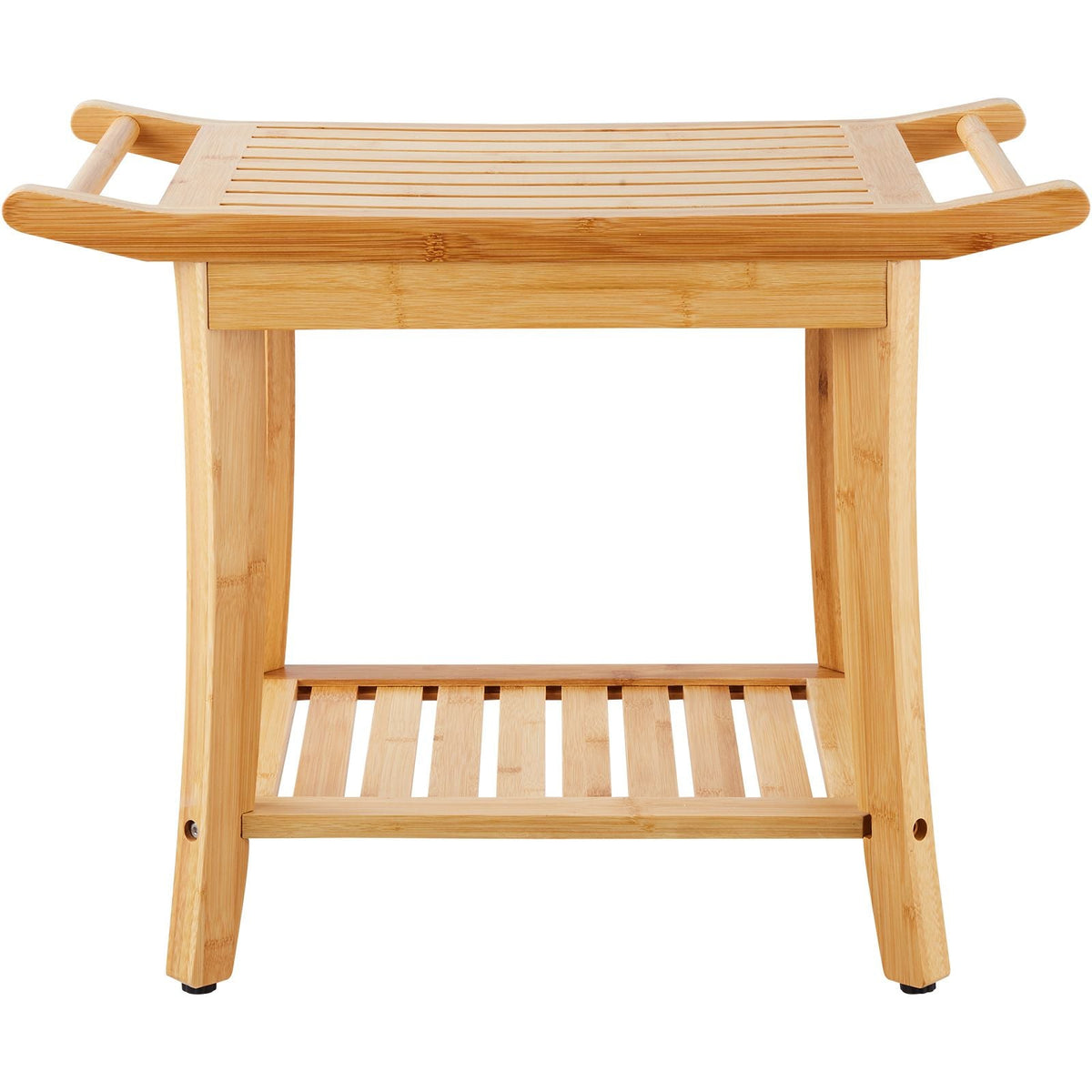 Bamboo Shower Bench, 24 x 13.8 x 18.9 in, Waterproof Shower Stool Chair with Storage Shelf Handle, 300 lbs Load Capacity Spa Bath Seat Organizer, for Adults Seniors Women Elderly Indoor Outdoor