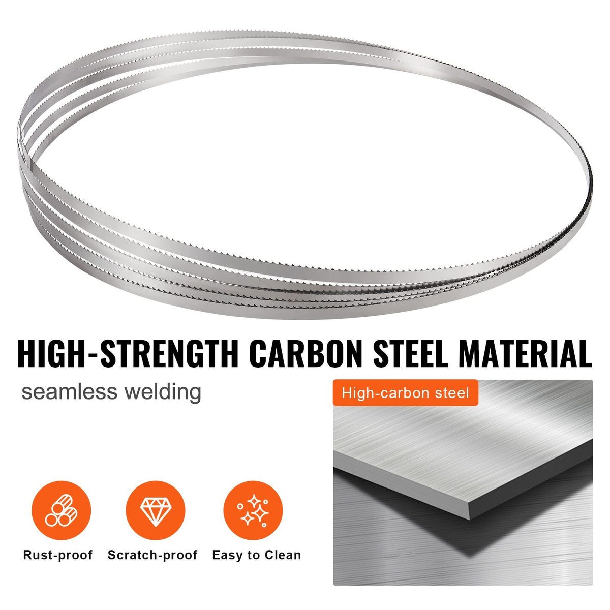 Band Saw Blade, 82.3x0.63x0.02 inch, 5 PCS/Pack Meat Bandsaw Blades for Replacement, Carbon Steel Blade, Meat Cutting Blade Wrapped by Rust-Proof Paper, Fit for Commercial Bone Saw Machines