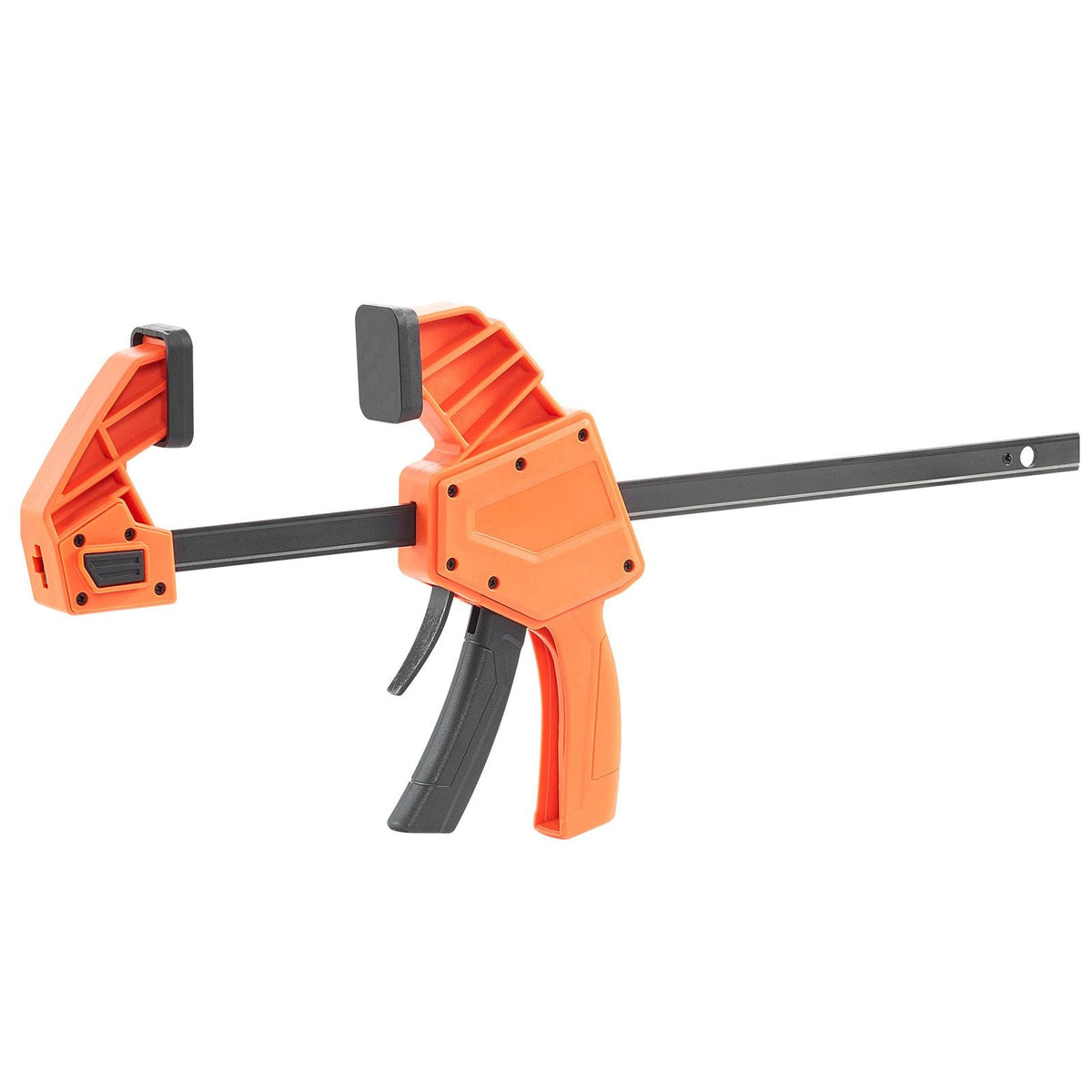 Bar Clamps for Woodworking, 2-Pack 12 inch One-Handed Clamp/Spreader, Quick-Grip F-Clamp with 340 lbs Load Limit, Premium Plastic and Carbon Steel, for Woodworking Metal working, Orange + Black