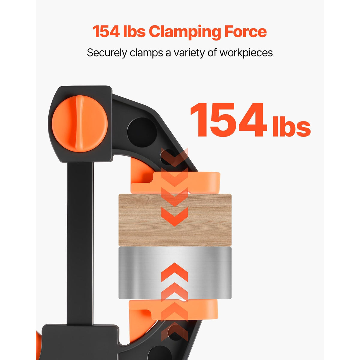 Bar Clamps for Woodworking, 8-Pack, 6" and 12", with Spring Clamps, One-Handed Clamp/Spreader, 154 lbs Load Limit, Quick Release, Self-Locking Design, for Wood Working and Metal Working