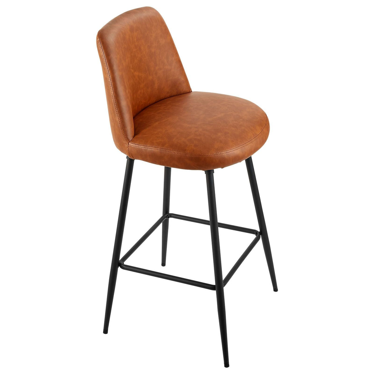 Bar Stool Set of 2, 27 inch Counter Height Swivel Stools, Modern PU Leather Counter Barstool with Backrest and Metal Legs, Armless Bar Chair, Island Barstool for Kitchen, Dining Room, Brown