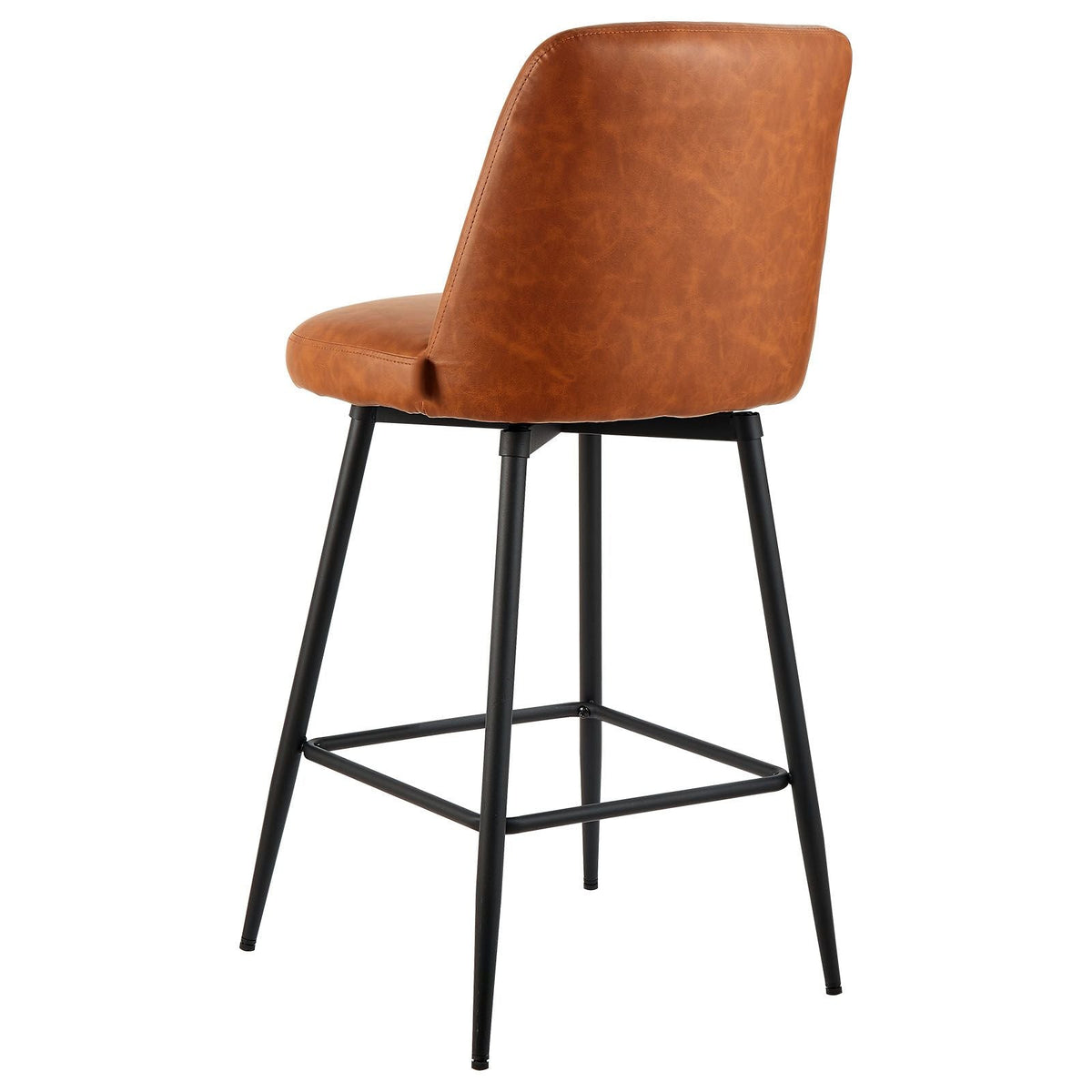 Bar Stool Set of 2, 27 inch Counter Height Swivel Stools, Modern PU Leather Counter Barstool with Backrest and Metal Legs, Armless Bar Chair, Island Barstool for Kitchen, Dining Room, Brown