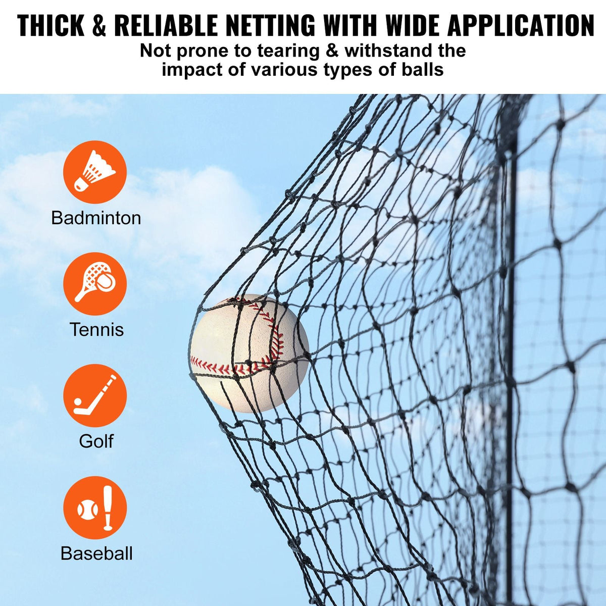 Baseball Batting Netting, Professional Softball Baseball Batting Hitting Training Net, Practice Portable Pitching Cage Net with Door & Carry Bag, Heavy Duty Enclosed PE Netting, 70FT (NET ONLY)