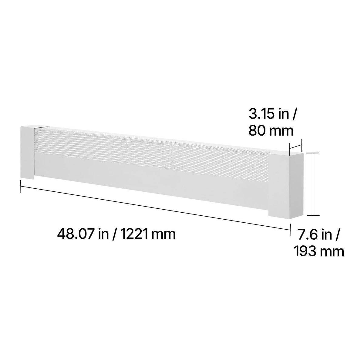 Baseboard Heater Covers, Basic Series 4 ft Standard Electric Heating Unit Front Cover for Home Improvement, Heavy-duty Steel, Easy Installation for Bedroom Replacing Old Cover, White