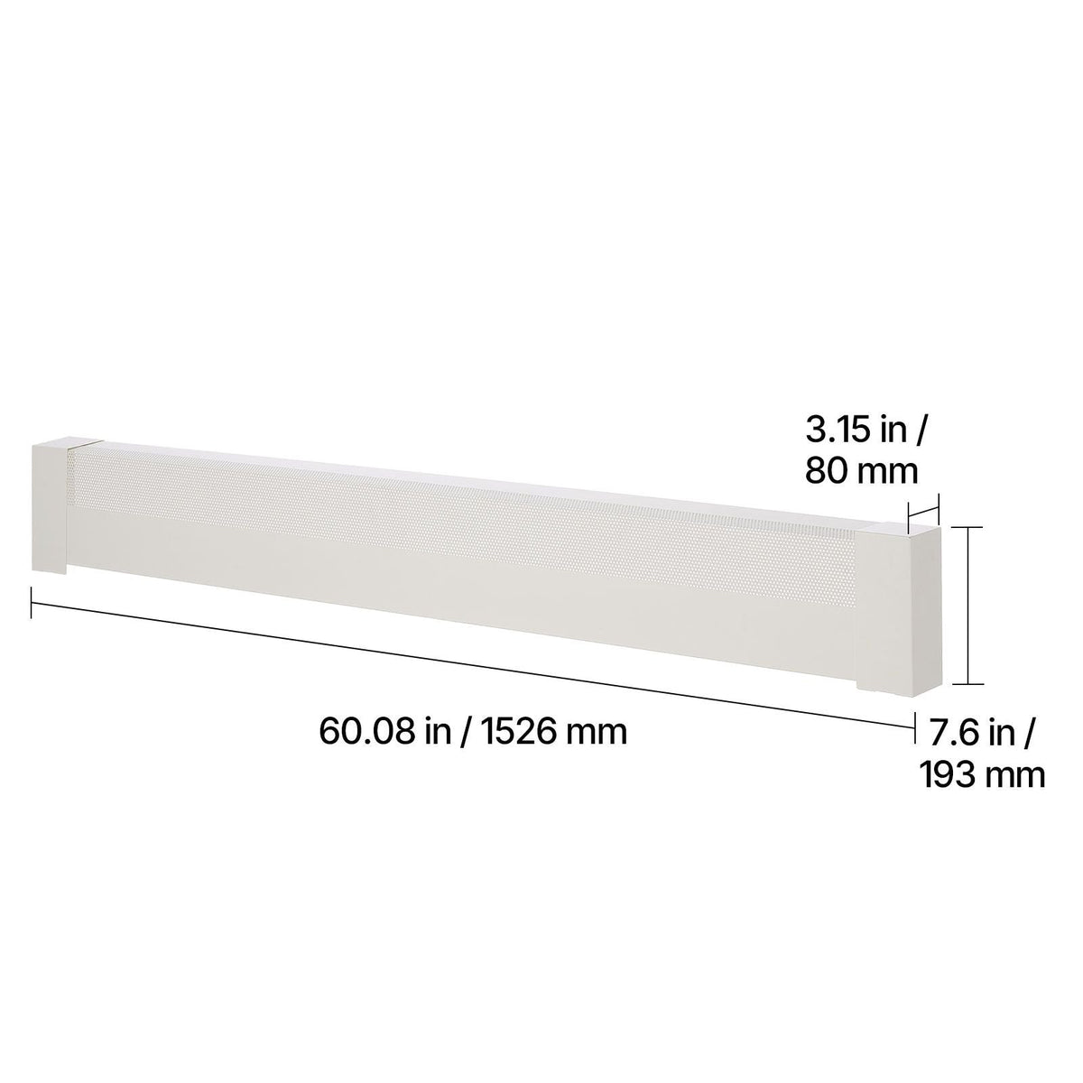Baseboard Heater Covers, Basic Series 5 ft Standard Electric Heating Unit Front Cover for Home Improvement, Heavy-duty Steel, Easy Installation for Bedroom Replacing Old Cover, White