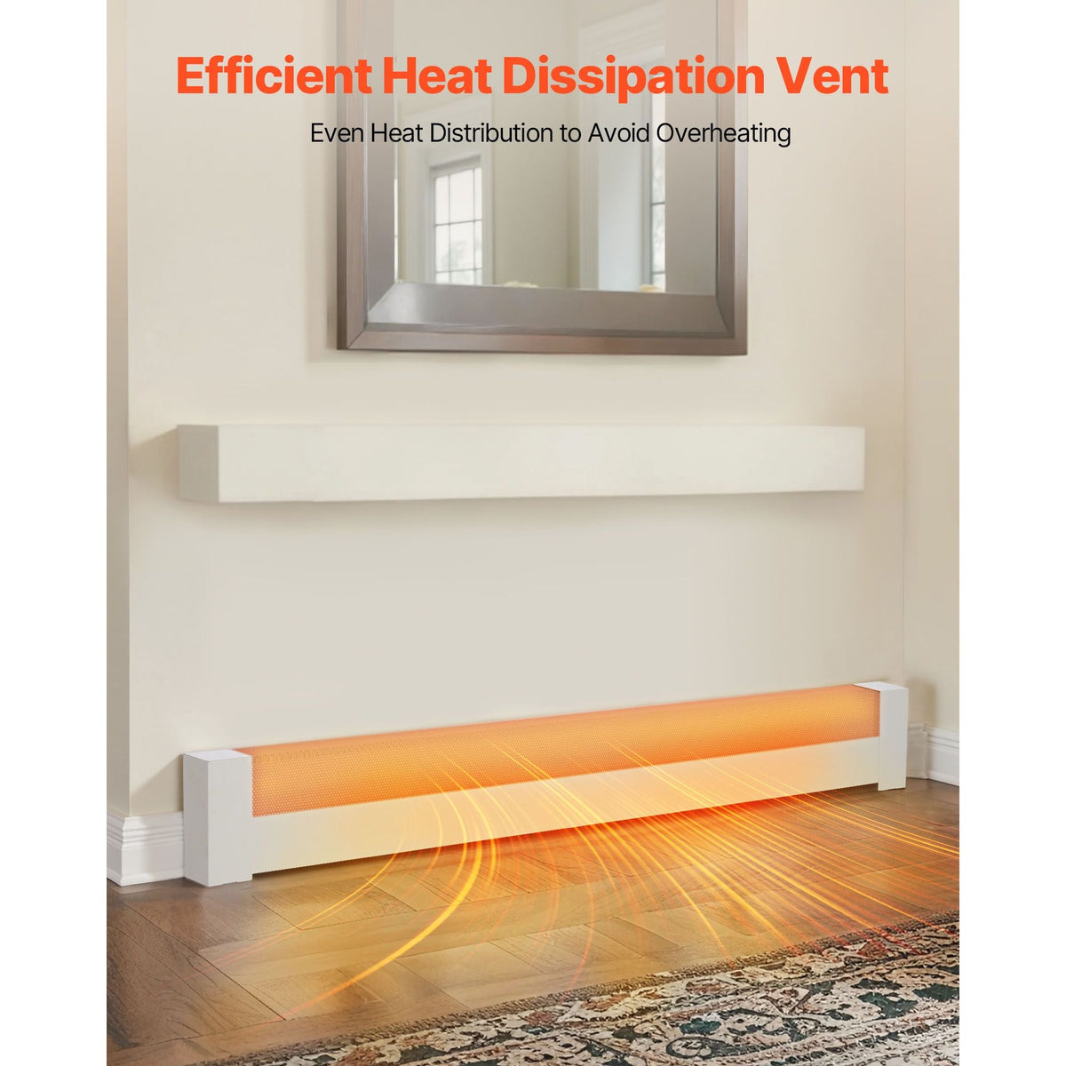 Baseboard Heater Covers, Basic Series 5 ft Standard Electric Heating Unit Front Cover for Home Improvement, Heavy-duty Steel, Easy Installation for Bedroom Replacing Old Cover, White