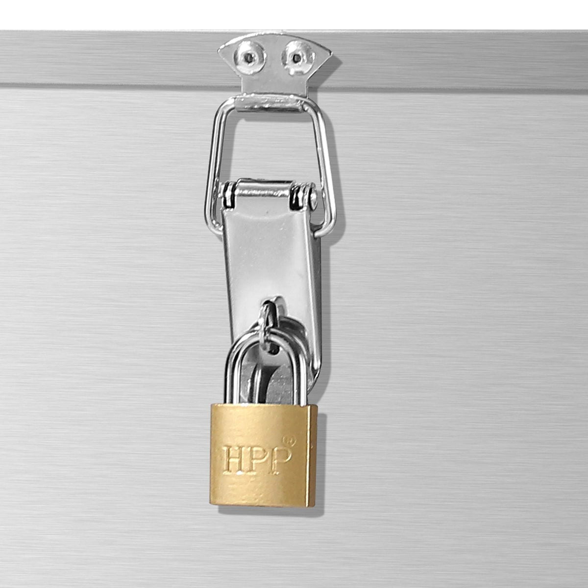 Battery Box, Group 24/31 Trolling Motor Battery Box, Marine Batteries Case with Lock, Handles and Rubber-Grommet Cable Holes, Stainless Steel Shell, Suitable for Cars, Boats & Trolling Motors