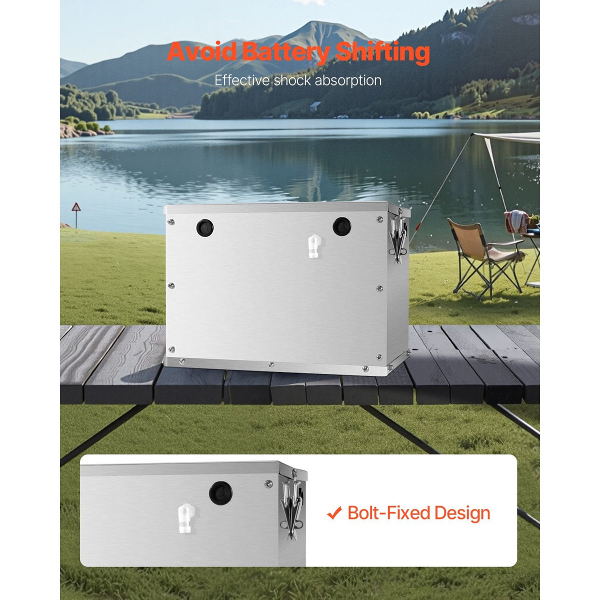 Battery Box, Group 24/31 Trolling Motor Battery Box, Marine Batteries Case with Rubber-Grommet Cable Holes, Aluminum Alloy Shell Storage Case, Easy Installation, for Off-Road Racers, Trucks