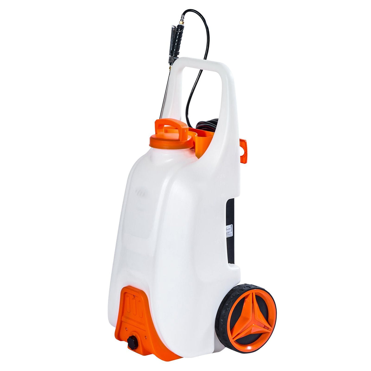 Battery-Powered Sprayer with Wheeled Cart, 13.1 Gallons Electric Weed Sprayer, Adjustable 0-80 PSI, Yard Lawn Sprayers with Wheels, 5 Nozzles & 98ft Hose, 3-6H Spray Time, for Weeding, Cleaning