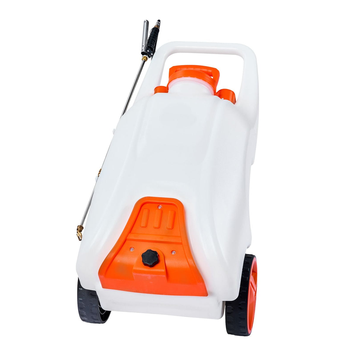 Battery-Powered Sprayer with Wheeled Cart, 13.1 Gallons Electric Weed Sprayer, Adjustable 0-80 PSI, Yard Lawn Sprayers with Wheels, 5 Nozzles & 98ft Hose, 3-6H Spray Time, for Weeding, Cleaning