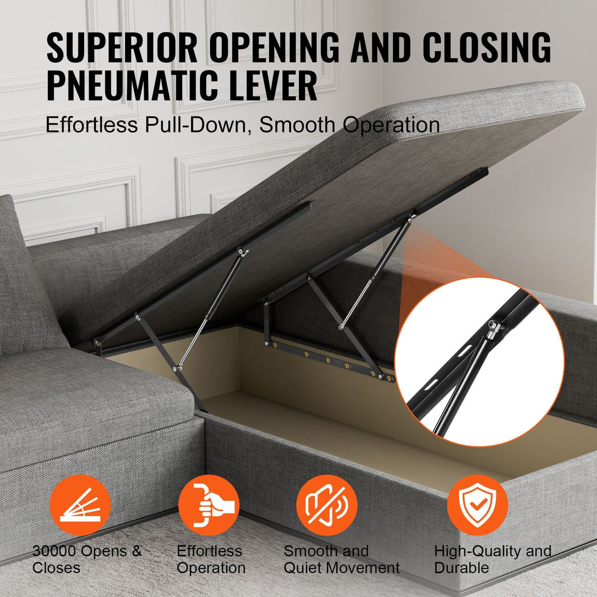 Bed Lift, 59x71 in Compatible Bed Size 154 lbs Load Bearing, DIY Wall Bed Mechanical Hardware Kit Vertical Deluxe, Pneumatic Lever Heavy Duty Bed Support, Folding Wall Bed for Guestroom