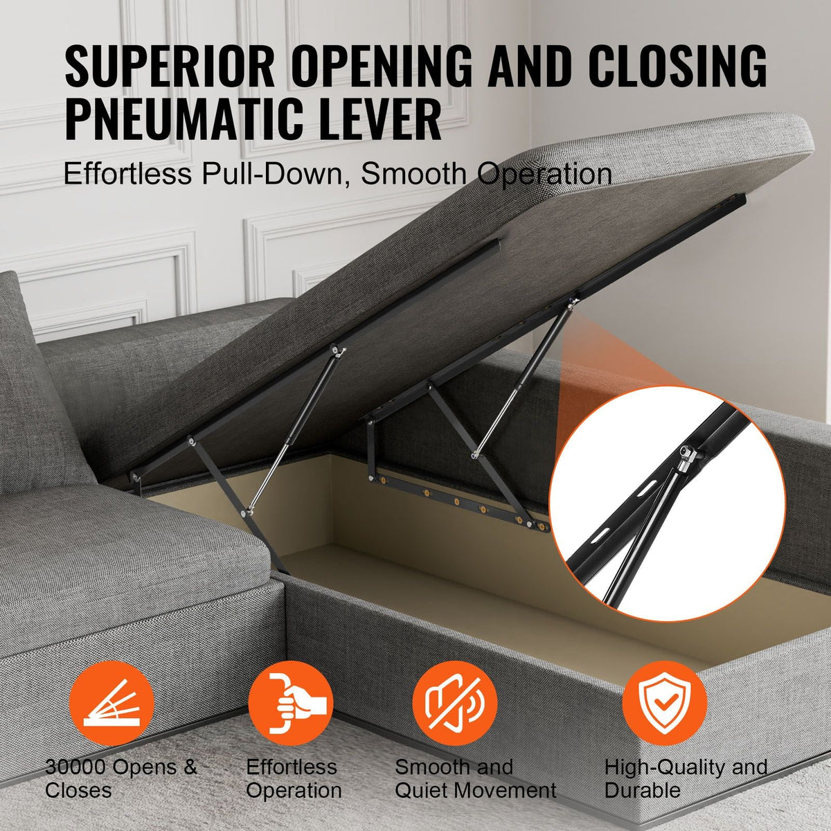Bed Lift, 59x79 in Compatible Extra-large Size 309 lbs Load Bearing, DIY Wall Bed Mechanical Hardware Kit Vertical Deluxe, Pneumatic Lever Heavy Duty Support, Folding for Guestroom