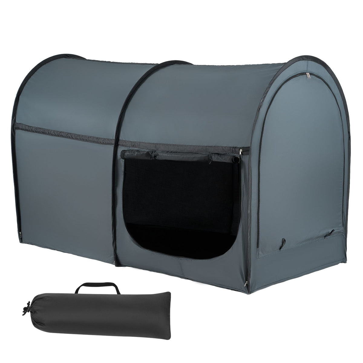Bed Tent, Pongee Fabric, 4 Doors Breathable Dream Tent with 0.28 in Fiber Poles on Bed Privacy, Full Size Block out Light Sleeping Bed Canopy, Fit for Kids Playhouse and Adults Sleeping Tent