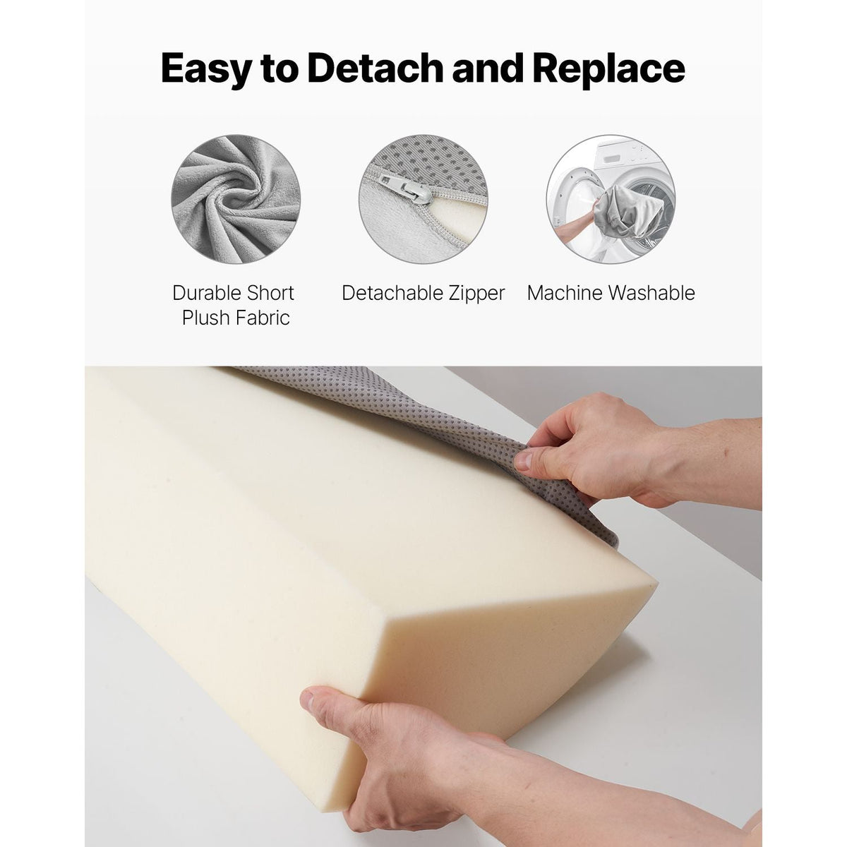 Bed Wedge Pillow for Headboard, King Size, 76"x10"x6" Bed Gap Filler, Fill 0-7" Gap Between Headboard and Mattress, Soft Plush Mattress Wedge Headboard Pillow with Side Pocket, for Backrest Gray