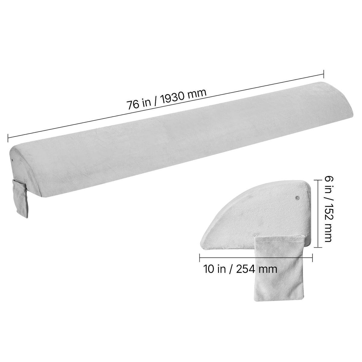 Bed Wedge Pillow for Headboard, King Size, 76"x10"x6" Bed Gap Filler, Fill 0-7" Gap Between Headboard and Mattress, Soft Plush Mattress Wedge Headboard Pillow with Side Pocket, for Backrest Gray