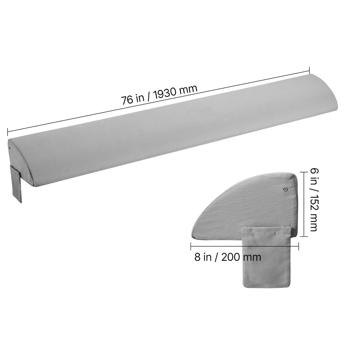 Bed Wedge Pillow for Headboard, King Size, 76"x8"x6" Bed Gap Filler, Fill 0-5" Gap Between Headboard and Mattress, 25D Foam Mattress Wedge Headboard Pillow with Side Pocket, for Backrest, Gray