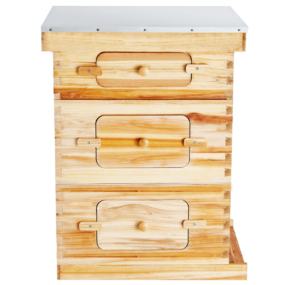Bee Hive 30 Frame Bee Hives Starter Kit, Beeswax Coated Fir Wood, 2 Deep + 1 Medium Bee Boxes Langstroth Beehive Kit, Transparent Acrylic Windows with Foundations for Beginners Pro Beekeepers